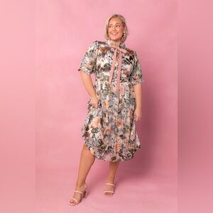 Ivy City Co. Delaney Floral Pink Green Midi Dress